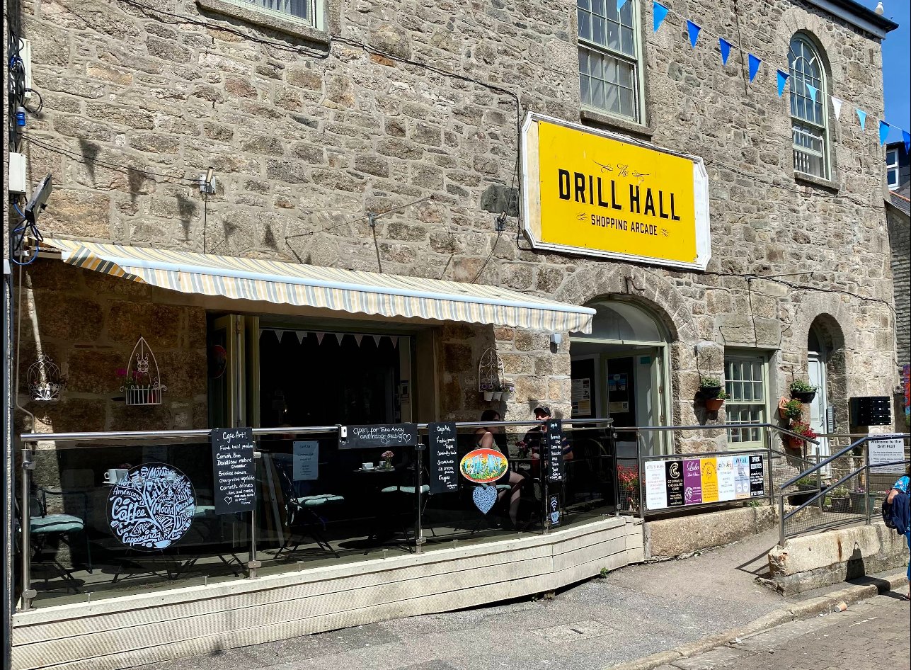 Cafe Art outside The Drill Hall in St Ives
